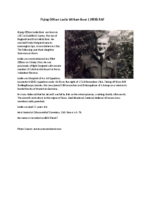 A preview of a PDF biography for Beer, Leslie William